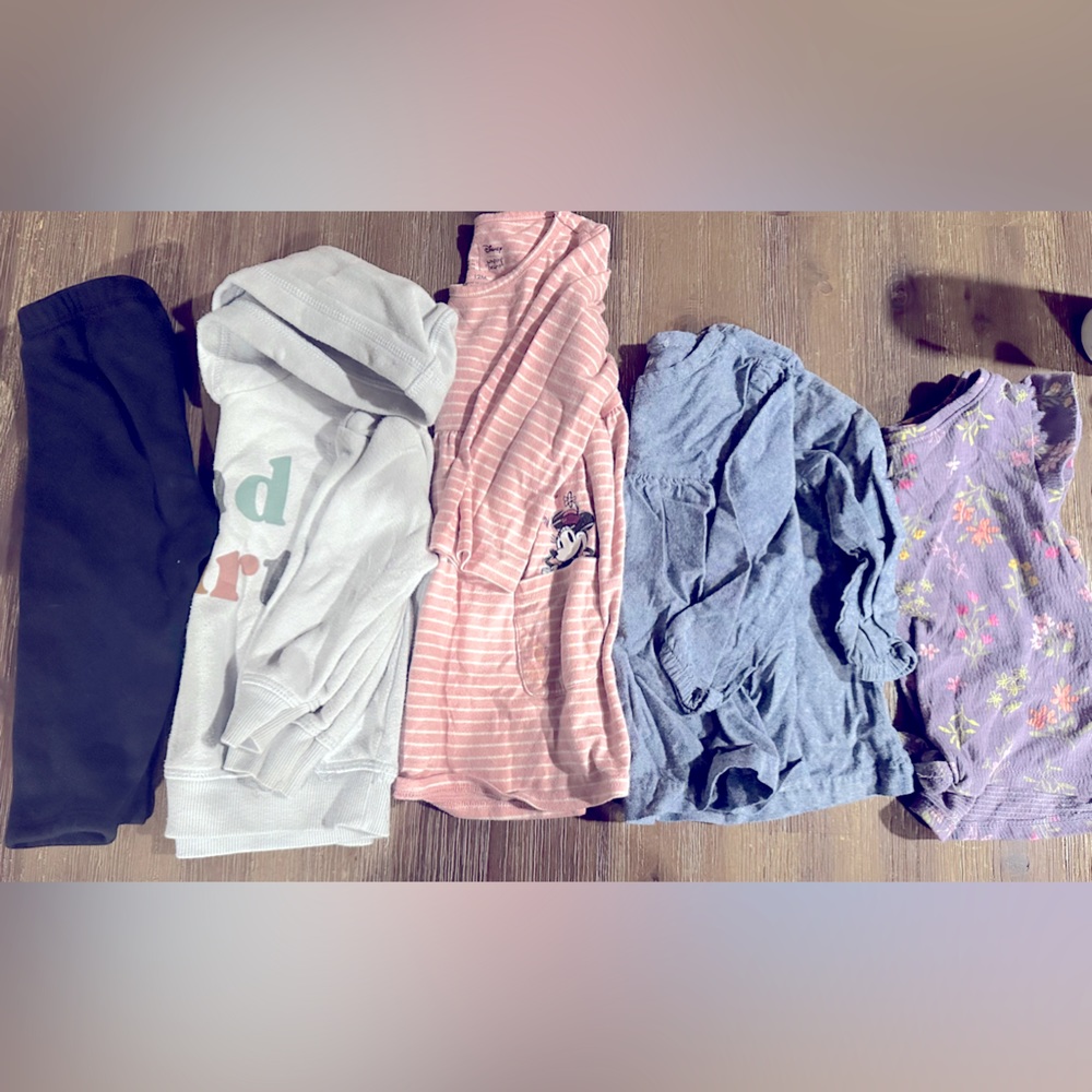 Girls 12m bundle - sweatshirt, leggings & tops